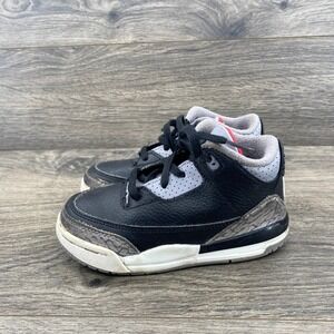 Jordan 3 Retro Black Cement 2024 Toddler Sneakers DM0968-010 Black Grey Red 9C